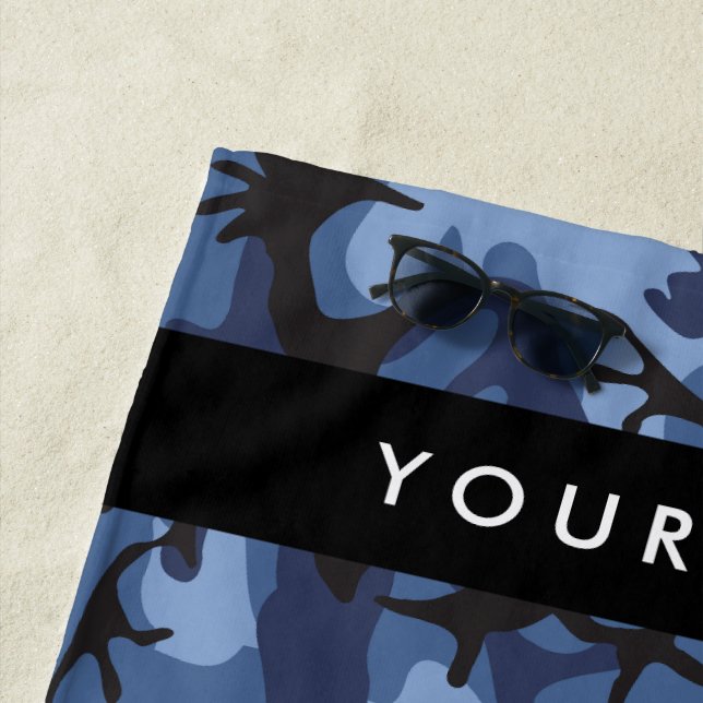 Navy Blue Camouflage Ihr Name Personalize Strandtuch (Beispiel)