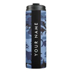 Navy Blue Camouflage Ihr Name Personalize Thermosbecher