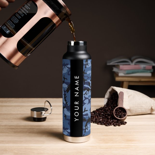 Navy Blue Camouflage Ihr Name Personalize Trinkflasche (Kaffee)