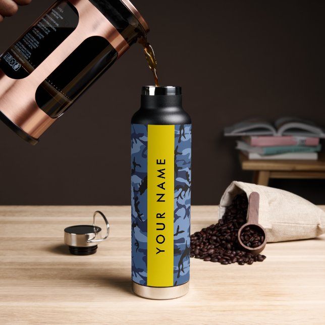 Navy Blue Camouflage Ihr Name Personalize Trinkflasche (Kaffee)