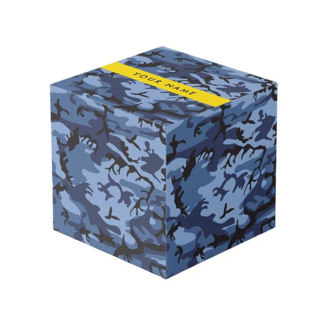 Navy Blue Camouflage Ihr Name Personalize Würfel (Vorderseite Schrägansicht)