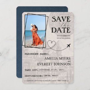 Navy Blue Cancun Pass Save the Date