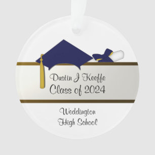 Navy Blue Cap Abschluss Acrylic Ornament Dustin_2