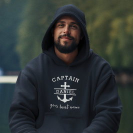 Navy Blue Captain Boat Nautical Anchor Schiff Hoodie