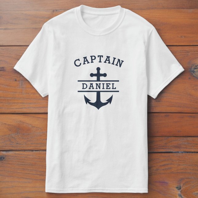 Navy Blue Captain Boat Nautical Anchor Schiff T-Shirt (Von Creator hochgeladen)