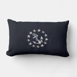 Navy Blue Carbon Fiber Nautical Yacht Flag Print Lendenkissen