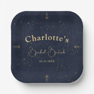Navy Blue Celestial Moon Tarot Brautparty Pappteller