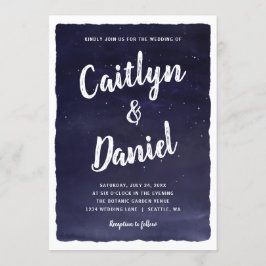 Navy Blue Celestial Night Sky Wedding Einladung