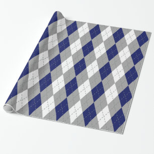 Navy Blue Charcoal Dk Gray Wht XL Raute Geschenkpapier