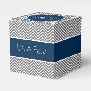 Navy Blue & Charcoal Gray Chevrons Baby Dusche Geschenkschachtel