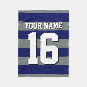 Navy Blue Charcoal Team Jersey Preppy Strip Fleecedecke