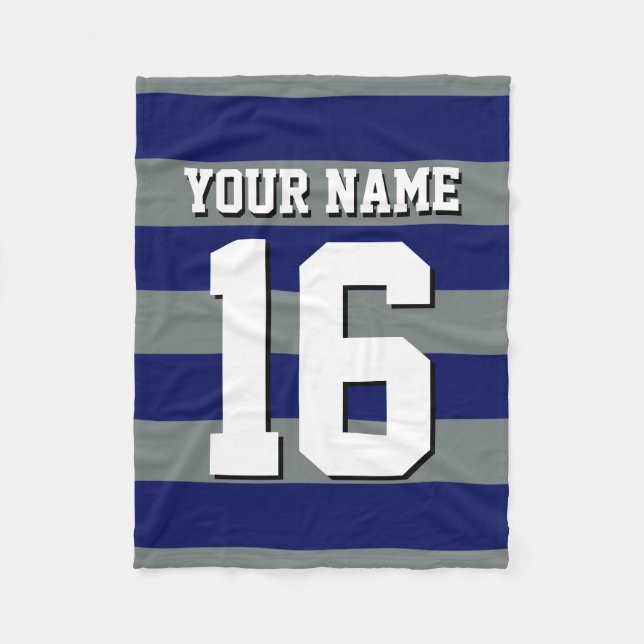 Navy Blue Charcoal Team Jersey Preppy Strip Fleecedecke (Vorderseite)