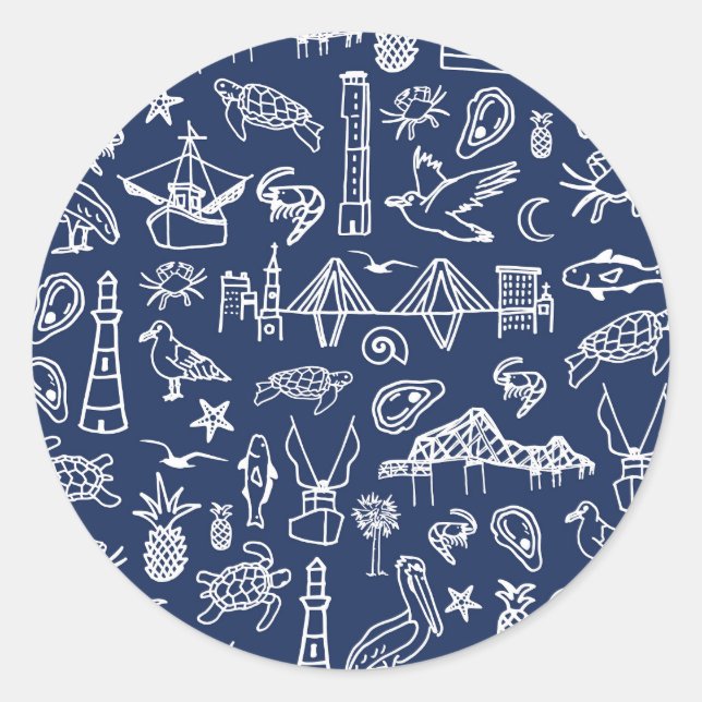 Navy Blue Charleston Toile Sticker (Vorderseite)