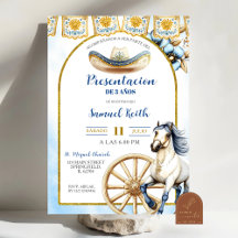 Navy Blue Charro Präsentation 3 Jahre Einladung