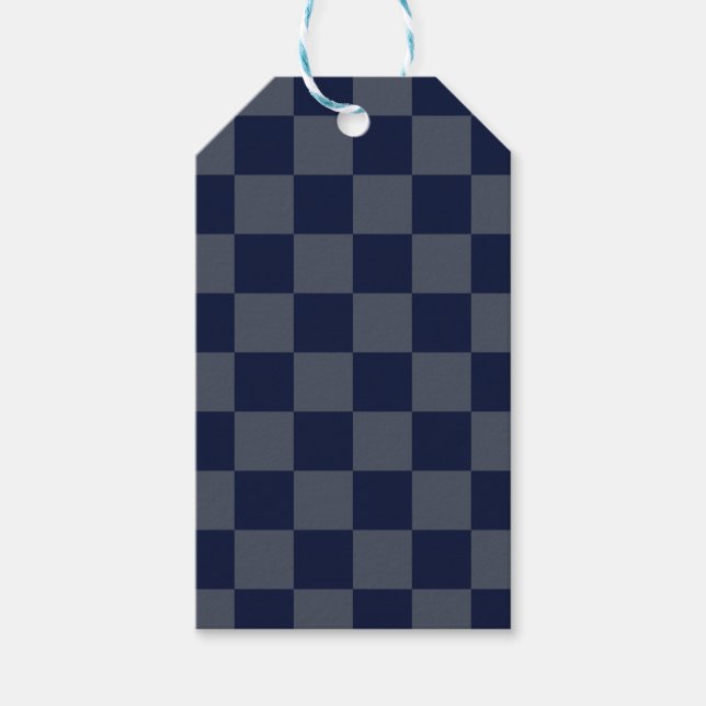 Navy Blue Checkerboard Geschenkanhänger (Vorderseite)