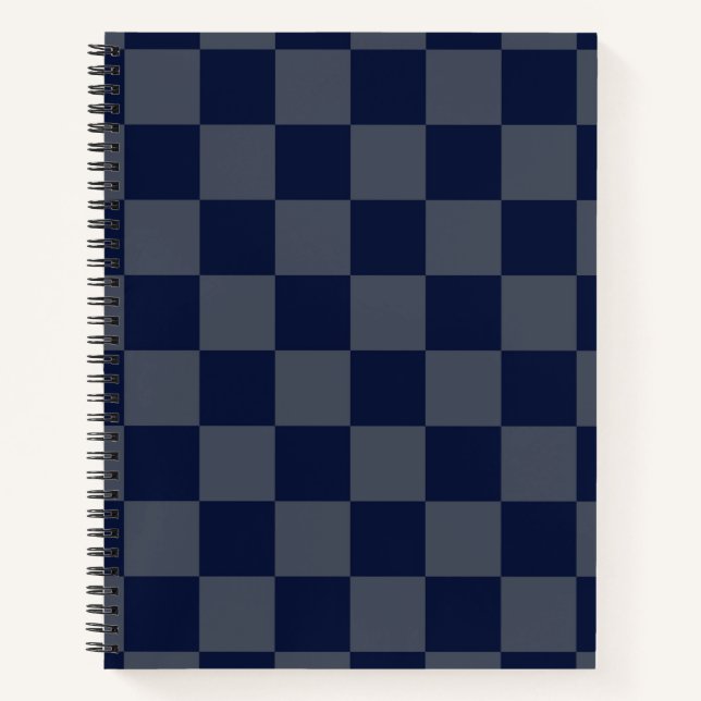 Navy Blue Checkerboard Notizbuch (Vorderseite)