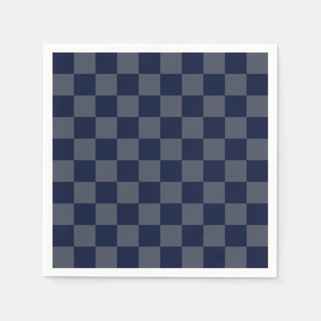 Navy Blue Checkerboard Serviette (Vorderseite)