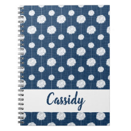 Navy Blue Cheerleader Pom Pom Pattern Notizblock