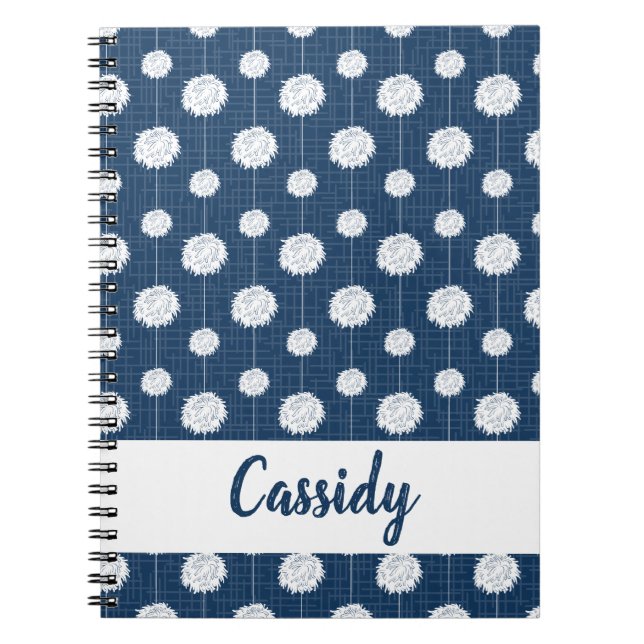 Navy Blue Cheerleader Pom Pom Pattern Notizblock (Vorderseite)