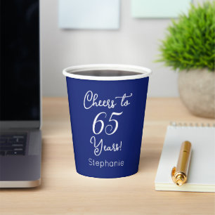 Navy Blue Cheers bis 65 Jahre 65. Geburtstag Pappbecher