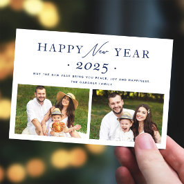 Navy Blue Chic 2023 Happy New Year 2 Foto Feiertagskarte