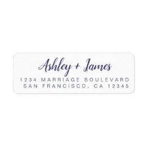 Navy Blue Chic Schrift Hochzeit Rücksendeadresse