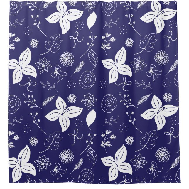Navy Blue Christmas Duschvorhang (Vorderseite)