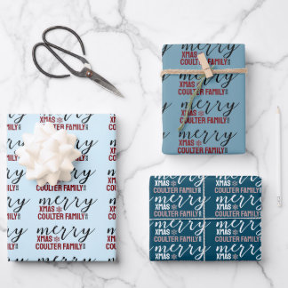 Navy blue Christmas Elegant customizable year snow Geschenkpapier Set