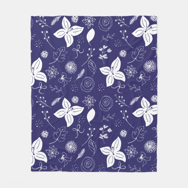 Navy Blue Christmas Fleecedecke (Vorderseite)