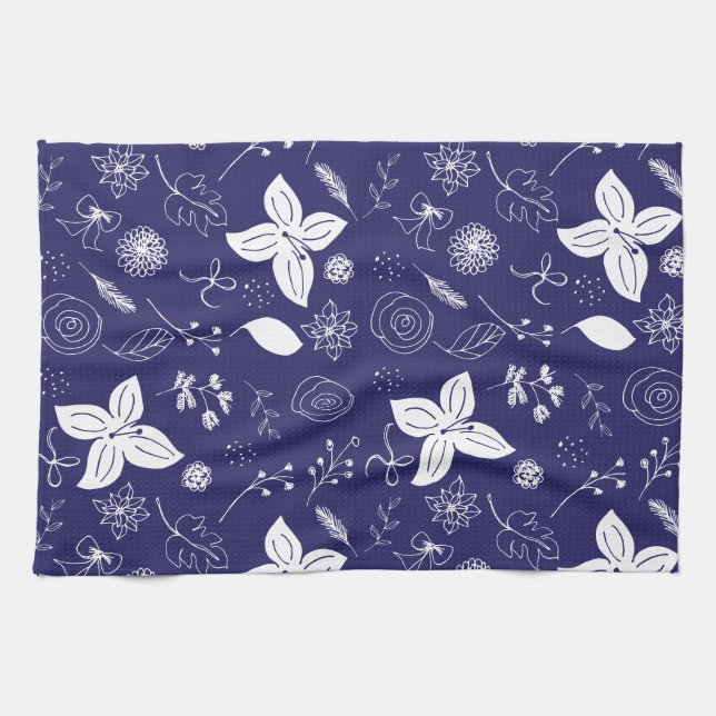 Navy Blue Christmas Geschirrtuch (Horizontal)