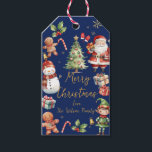 Navy Blue Christmas Santa Elf Snowman Gingerbrot Geschenkanhänger<br><div class="desc">Weihnachtsgeschenk-Tag. Doppelseitig. Personalisieren Sie es mit Ihrer eigenen Formulierung. c) Somerset Fine Paperie</div>