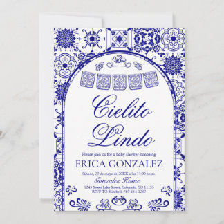 Navy Blue Cielito Lindo Papel Picado Baby Shower Einladung