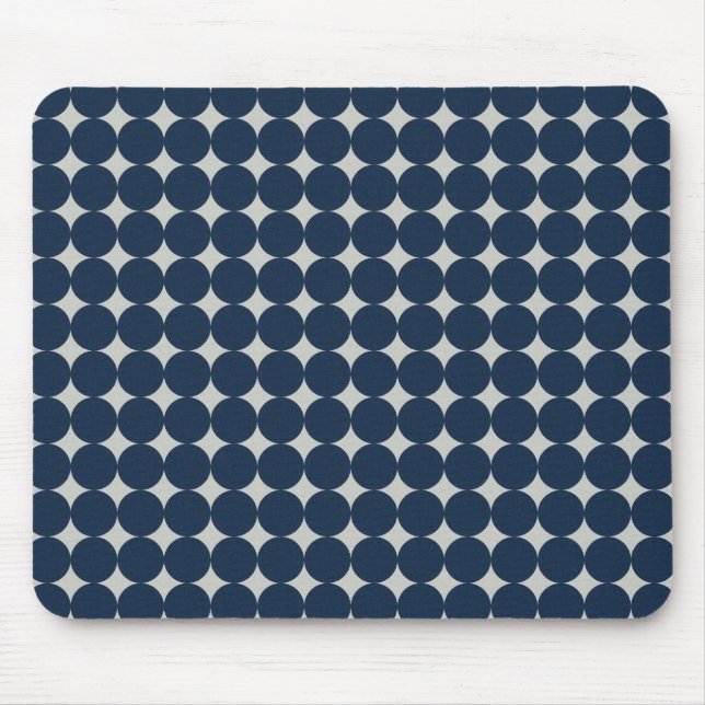 Navy Blue Circles und Silver Diamonds Pattern Gesc Mousepad (Vorne)
