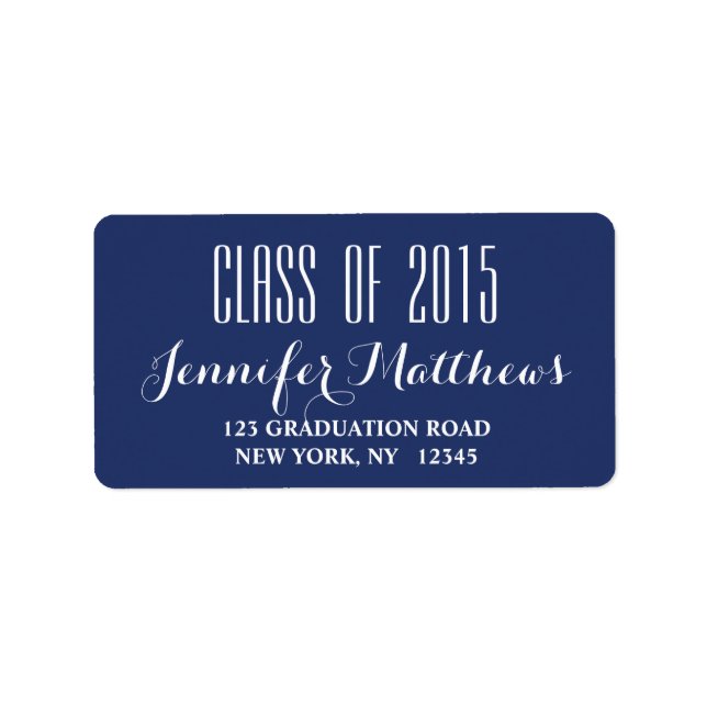 Navy Blue Class 2015 Abschluss Address Label Adressaufkleber (Vorne)