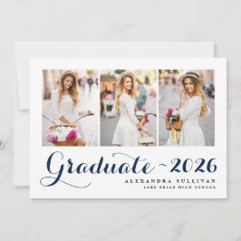 Navy Blue Class 2025 Foto Collage Abschluss Einladung