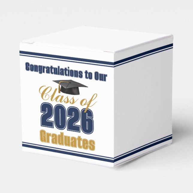 Navy Blue Class of 2026 Graduation Party Small Geschenkschachtel (Vorderseite)