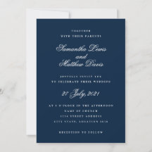 Navy Blue Classic Formal Elegante Script Hochzeit