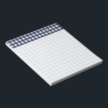 Navy Blue Classic Gingham Karo Kariert Notizblock<br><div class="desc">Moderner Sommer Trend,  Picknick Gingham kariertes Tartan Muster in Marineblau und Weiß.</div>