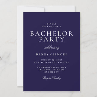 Navy Blue Classic Moderne Bachelor Party Einladung