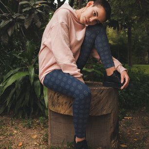 Navy Blue Classic Silberschneeflocken Elegant Cust Leggings