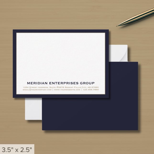 Navy Blue Classic Typograc Mitteilungskarte (Von Creator hochgeladen)