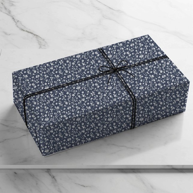 Navy Blue Classic Wedding Gift Wrapping Paper Geschenkpapier (Von Creator hochgeladen)