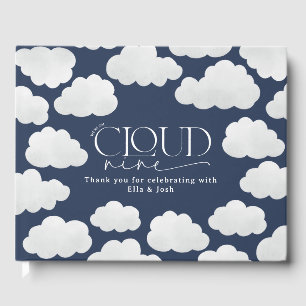 Navy Blue Cloud Nine Baby Shower Moderne Minimal Gästebuch