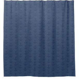 Navy Blue Coastal Anchor Duschvorhang