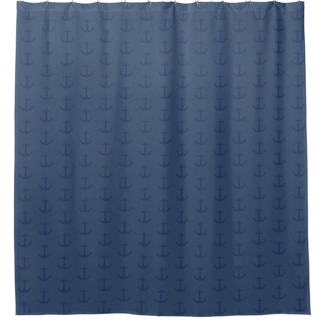 Navy Blue Coastal Anchor Duschvorhang (Vorderseite)