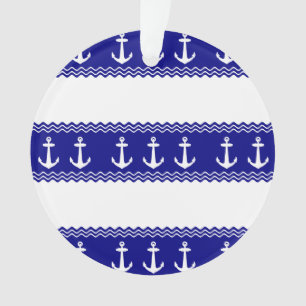 Navy Blue Coastal Muster Anker Ornament