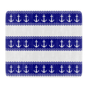 Navy Blue Coastal Muster Anker Schneidebrett