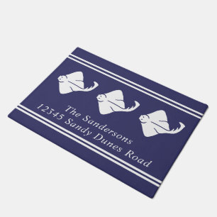 Navy Blue Coastal Nautical Stingray Manta Ray Fußmatte
