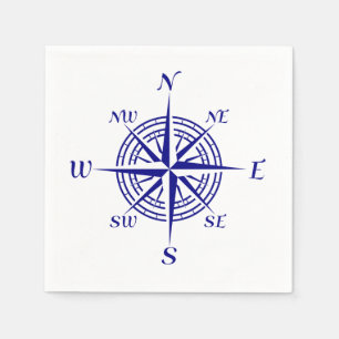 Navy Blue Coastass Compass Rose Serviette
