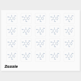 Navy Blue Coffein Molecule Quadratischer Aufkleber
